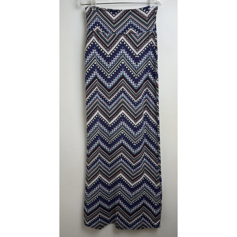 Maxi Skirt Womens Boho S Multicolor Geometric Chevron Southwest‎ Indie Stretch